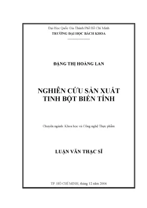Nghiên cứu sản xuất tinh bột biến tính trong công nghệ
