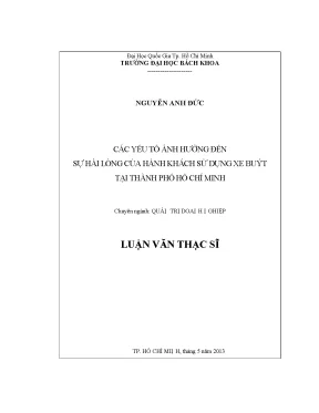 Yếu tố ảnh hưởng đến sự hài lòng của hành khách xe buýt