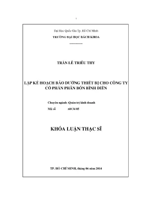 Kế Hoạch Bảo Dưỡng Thiết Bị Cho Công Ty Phân Bón Bình Điền