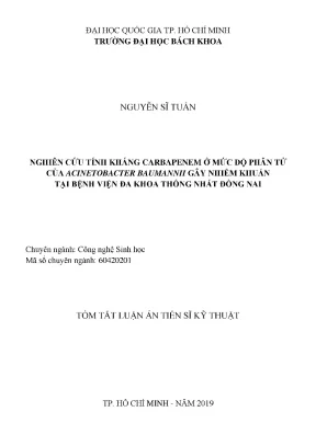 Nghiên cứu tính kháng carbapenem của Acinetobacter