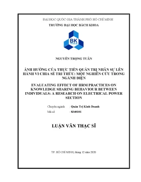 Ảnh hưởng của quản trị nhân sự đến hành vi chia sẻ tri