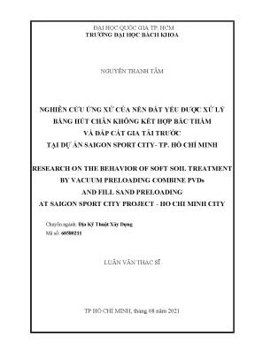 Nghiên cứu ứng xử nền đất yếu xử lý bằng hút chân không