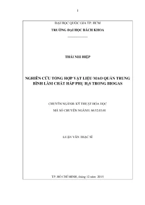 Nghiên cứu vật liệu mao quản trung bình hấp phụ H2S