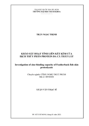 Khảo sát hoạt tính liên kết kẽm trong dịch thủy phân