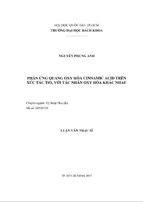 Nghiên cứu phản ứng quang oxy hóa axit cinnamic trên xúc 