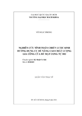 Nâng cao chất lượng gia công bề mặt cong tự do qua chiến