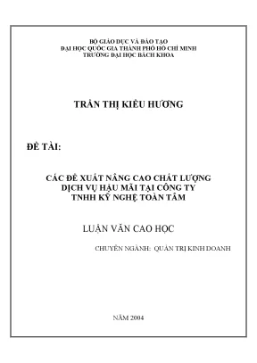 Nâng cao chất lượng dịch vụ hậu mãi tại công ty TNHH Kỹ