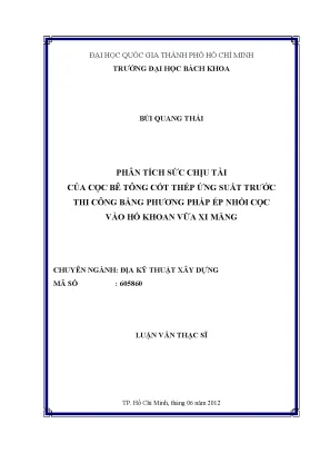 Phân Tích Sức Chịu Tải Cọc Bê Tông Cốt Thép Ứng Suất