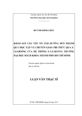 Nghiên cứu yếu tố ảnh hưởng đến học tập và chuyển giao