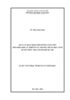 Quản lý bồi dưỡng giáo viên môn khoa học tự nhiên tại 