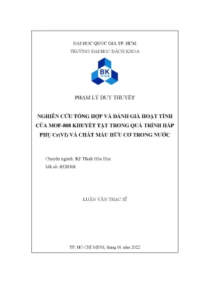 Nghiên cứu MOF808 khuyết tật trong hấp phụ Cr(VI) và 