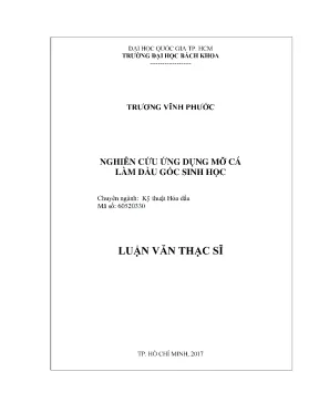 Nghiên cứu ứng dụng mỡ cá trong sản xuất dầu gốc sinh học