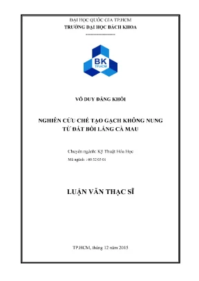 Nghiên cứu chế tạo gạch không nung từ đất bồi lắng tại