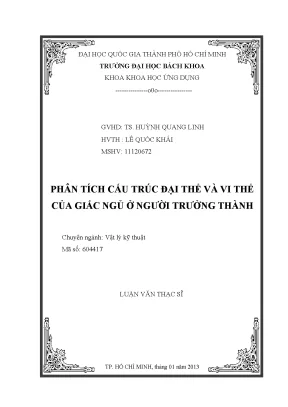 Phân Tích Cấu Trúc Giấc Ngủ Ở Người Trưởng Thành: Nghiên 