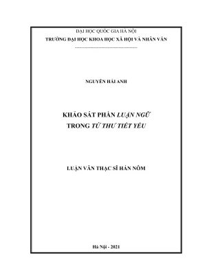 Khảo Sát Luận Ngữ Trong Tứ Thư Tiết Yếu: Luận Văn Thạc 