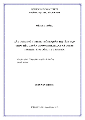 Mô Hình Quản Trị Tích Hợp ISO 9001:2008, HACCP và OHSAS 