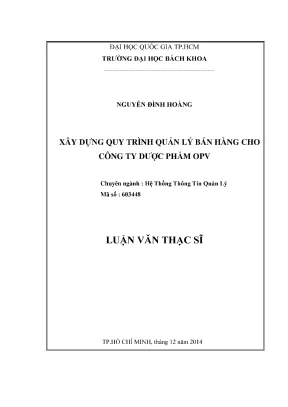 Quy trình quản lý bán hàng cho công ty dược phẩm OPV