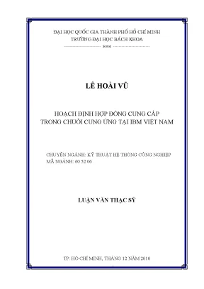 Hoạch định hợp đồng cung cấp trong chuỗi cung ứng tại 