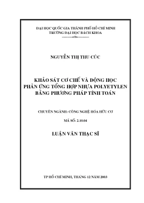 Khảo sát động học phản ứng tổng hợp nhựa polyetylen bằng 