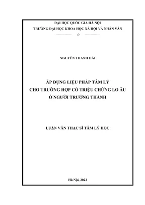 Liệu Pháp Tâm Lý Cho Người Trưởng Thành Có Triệu Chứng Lo Âu
