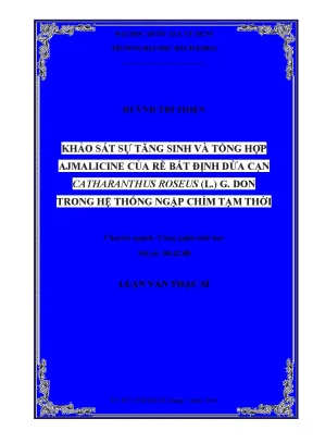 Nghiên cứu sự tăng sinh và tổng hợp ajmalicine từ rễ dừa