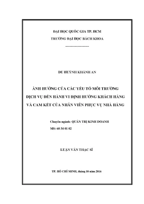 Ảnh hưởng của môi trường dịch vụ đến hành vi khách hàng