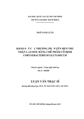 Nghiên cứu phương pháp lên men thu nhận llysine từ
