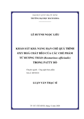 Khả năng hạn chế oxy hóa chất béo trong patty bò bằng 