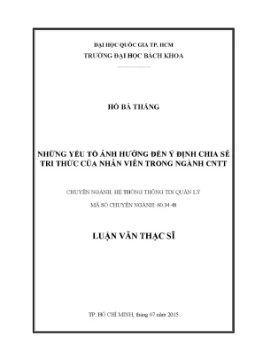 Yếu tố ảnh hưởng đến ý định chia sẻ tri thức của nhân