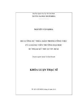 Đo Lường Sự Thỏa Mãn Trong Công Việc Của Giảng Viên Tại