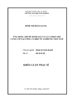 Đánh giá và lựa chọn nhà cung cấp tại Samsung Việt Nam
