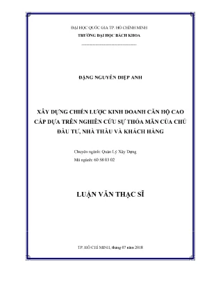 Chiến lược kinh doanh căn hộ cao cấp: Nghiên cứu sự thỏa