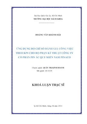 Ứng dụng KPI trong đánh giá công việc tại bộ phận kỹ