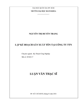 Lập Kế Hoạch Sản Xuất Tôn Tại Công Ty TTN: Luận Văn Thạc 