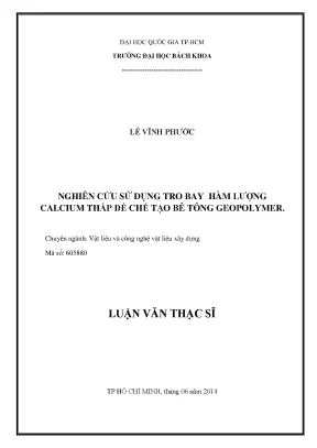Nghiên cứu sử dụng tro bay calcium thấp trong chế tạo bê 
