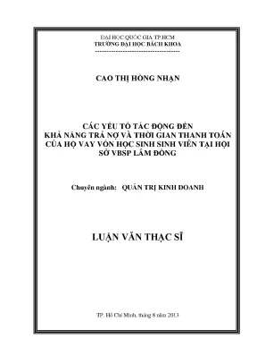 Yếu tố ảnh hưởng đến khả năng trả nợ và thời gian thanh
