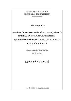 Nâng cao độ bền tinh dầu sả Cymbopogon citratus trong