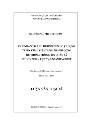 Các nhân tố ảnh hưởng đến triển khai hệ thống thông tin