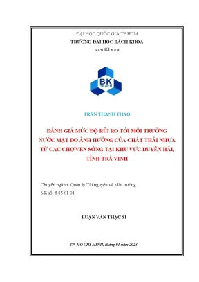 Đánh giá rủi ro ô nhiễm nước mặt do chất thải nhựa từ