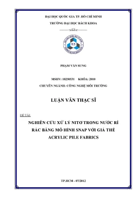 Nghiên cứu xử lý nitơ trong nước rỉ rác bằng mô hình 