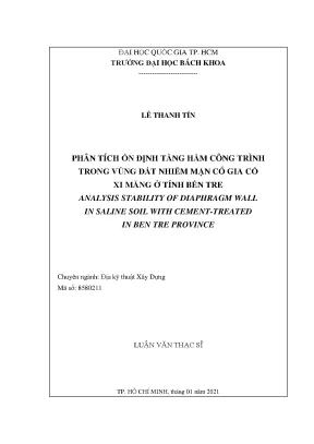 Phân Tích Ổn Định Tầng Hầm Trong Đất Nhiễm Mặn Tại Bến Tre