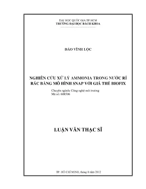 Nghiên cứu xử lý ammonia trong nước rỉ rác bằng mô hình 