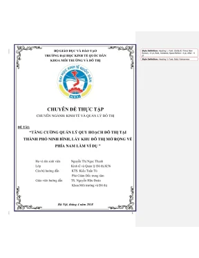 Thực Tập Quản Lý Quy Hoạch Khu Đô Thị Tại Ninh Bình: Ví 