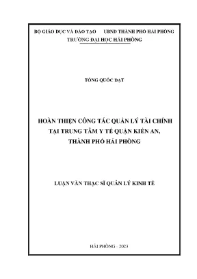 Hoàn Thiện Công Tác Quản Lý Tài Chính Tại Trung Tâm Y Tế