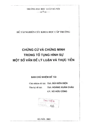 Nghiên cứu chứng cứ và chứng minh trong tố tụng hình sự: 