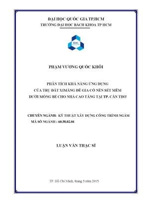 Phân tích ứng dụng trụ đất ximăng gia cố nền sét mềm cho