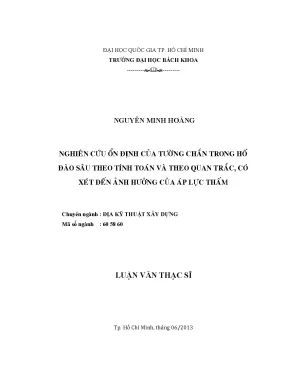 Nghiên cứu ổn định tường chắn hố đào sâu: Tính toán và