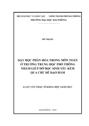 Phương pháp dạy học phân hóa môn Toán THPT: Giúp học 