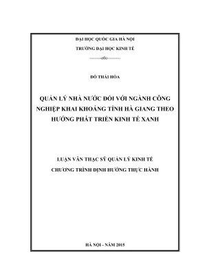 Luận Văn Thạc Sĩ: Quản Lý Nhà Nước Ngành Khai Khoáng Hà