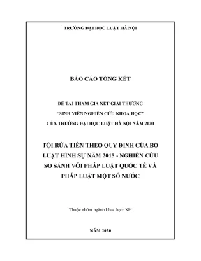 Nghiên cứu tội rửa tiền theo Bộ luật Hình sự 2015 và so 